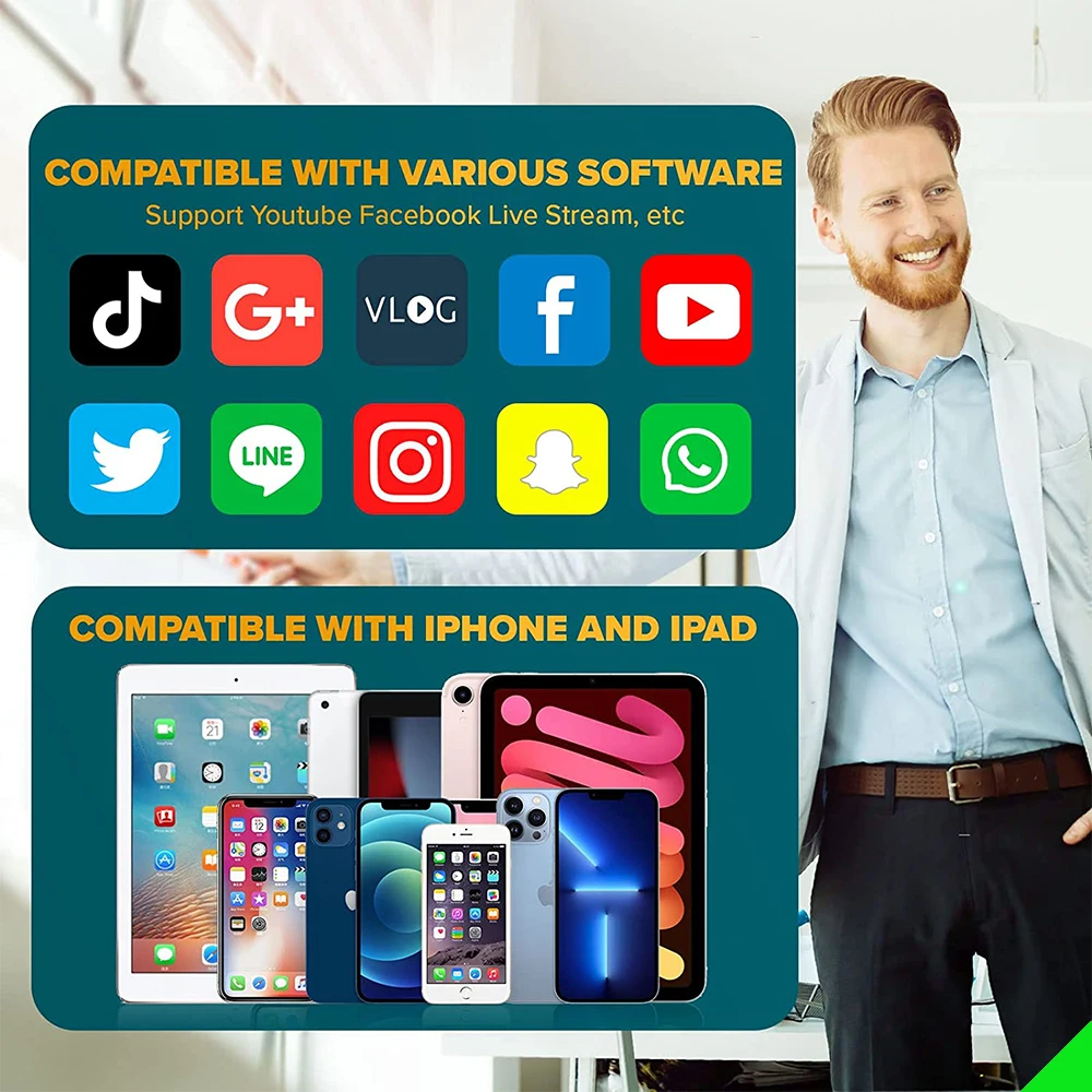 Microfono senza fili con scatola di ricarica microfono Lavalier riduzione del rumore intervista dal vivo registrazione del telefono cellulare per iPhone tipo C