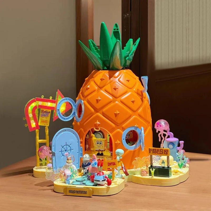 

New AREAX SpongeBob Pineapple House Building Blocks Children's Assembly Model Foldable Puzzle Toy Building BlocksBirthday Gift