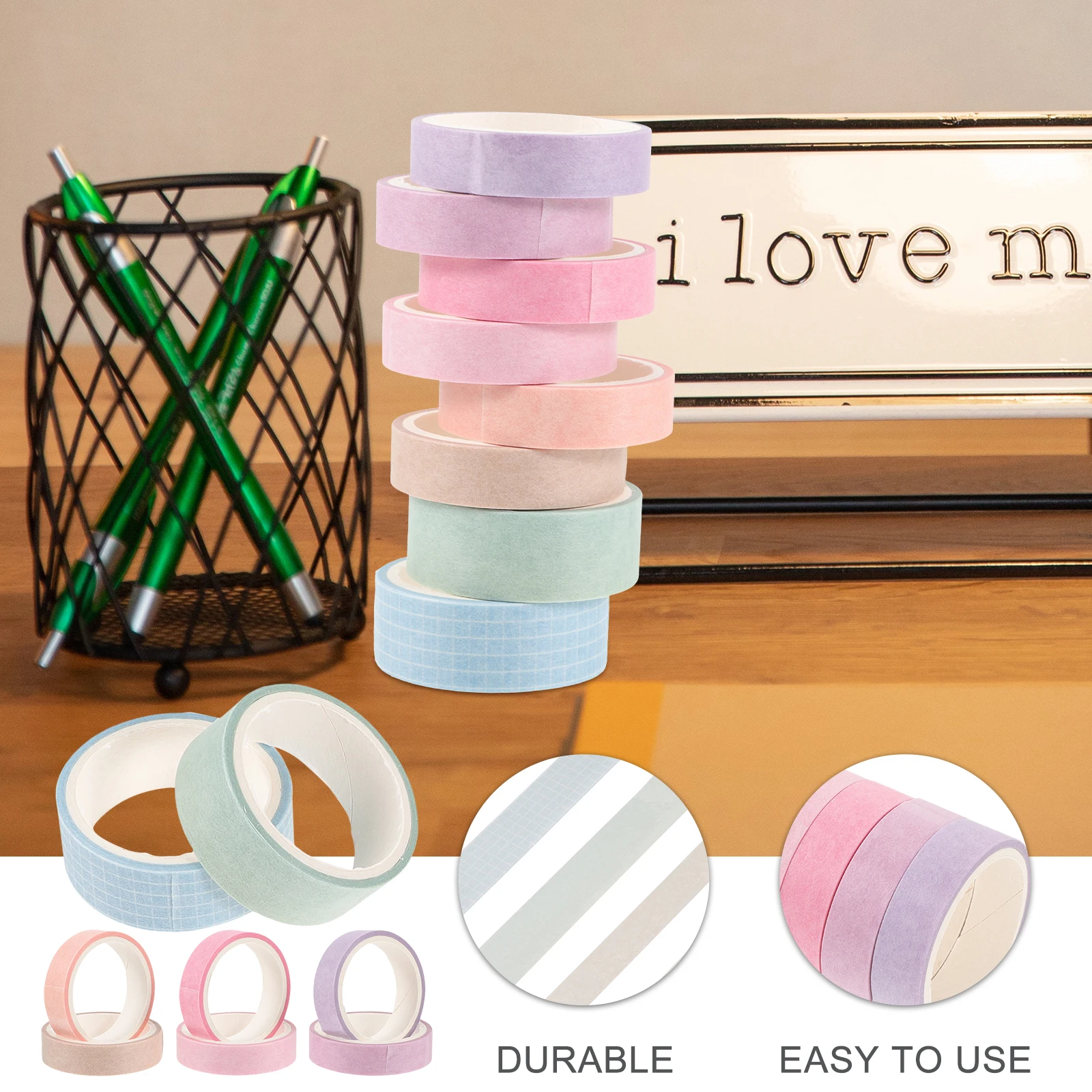 

8pcs Decorative Washi Tape Set Colorful Masking Tapes For Scrapbook Diy Crafts Journaling Party Decorations Writable Adhesive