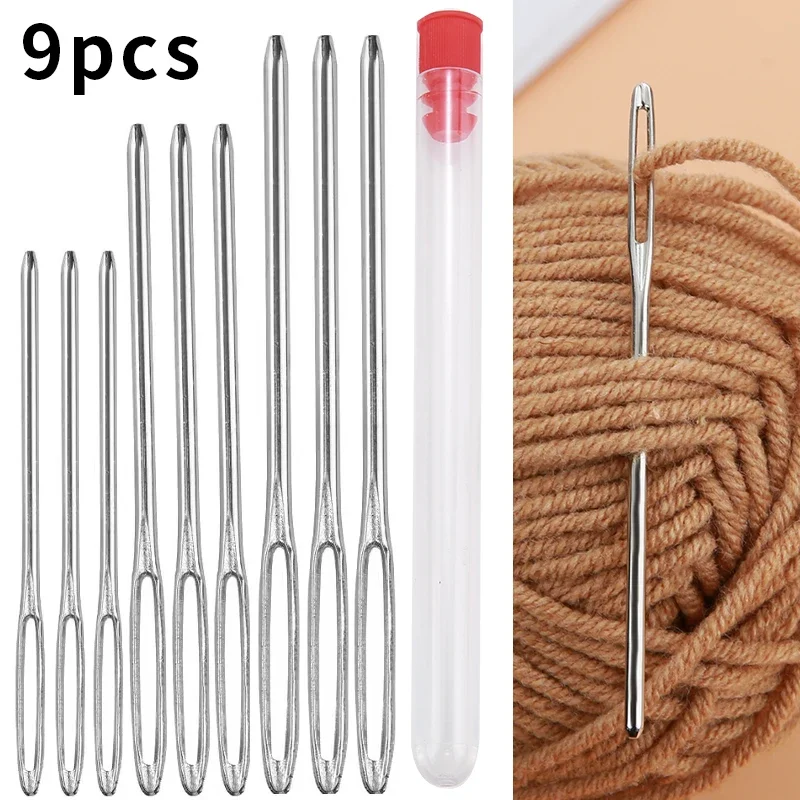 9/12/15/20PCS  Transparent Tube Packed Large Eye Blunt Needles Cross Stitch Knitting Embroidery Thread Sewing Needle Set