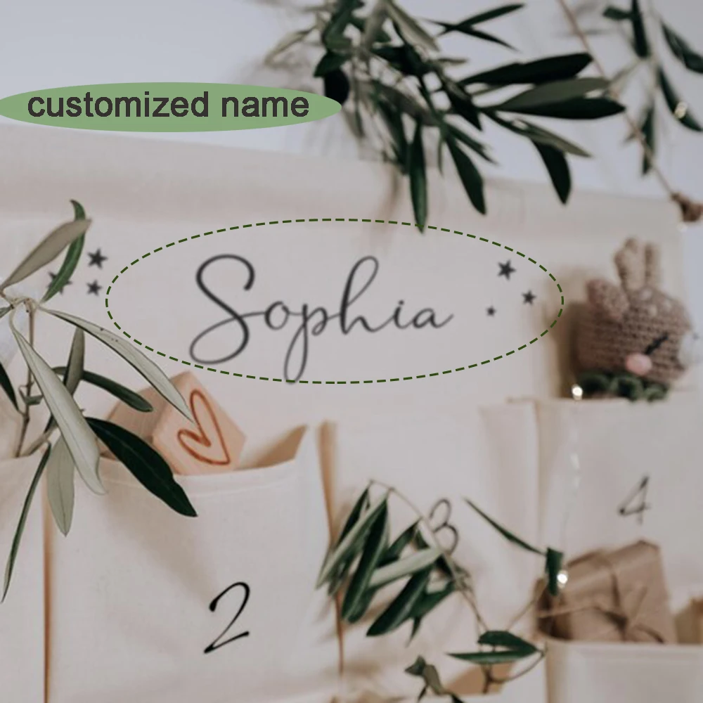 اسم شخصي عيد الميلاد العد التنازلي التقويم للأطفال للتخصيص 24 هدايا صغيرة تخزين جيب الحائط شنطة هدايا #3