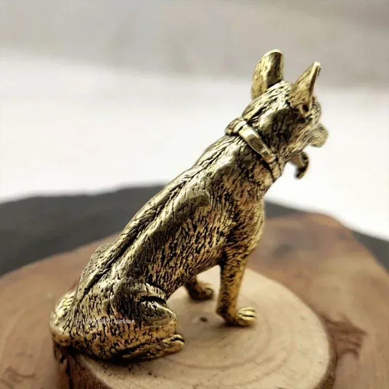 Brass Metal Lucky Fortune Dog Statue Small Feng Shui Ornament Little Puppy Wolf Figurines Chinese Desktop Pet Arts Home Decor - view 5