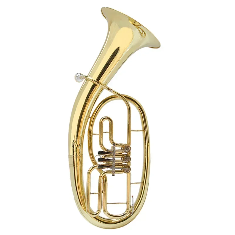 

Three flat key rotary valve tenor B flat paint gold brass instrument large