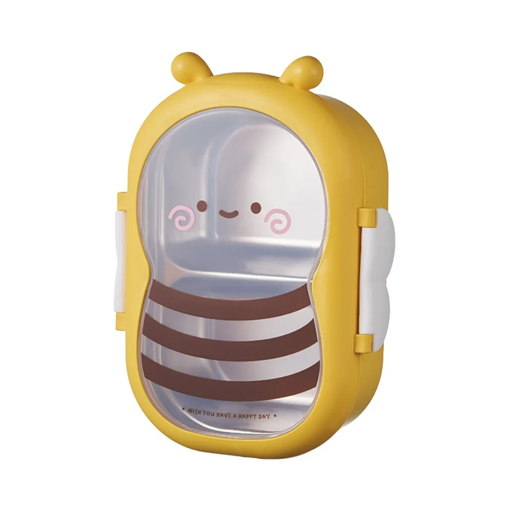 Fun Bee Shape Children's Lunch Box 304 Stainless Steel Separate Grids Fruit Box Food Grade Portable Rice Bowl Meal