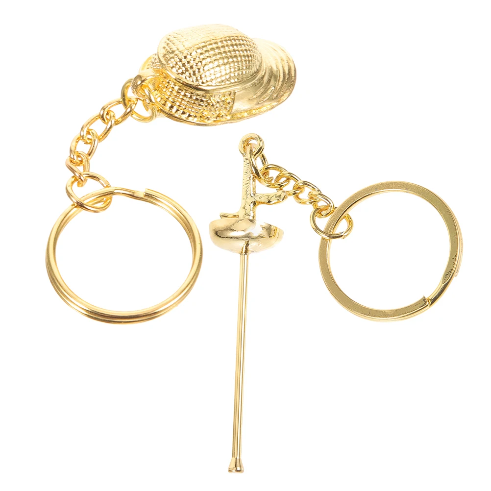 

2 Fencing Keychains Metal Keychain Vintage Mini Decoration Key Ring Pendant Fencing Fans Gifts Creative Design