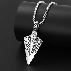 New Trendy Double sided Viking Arrow Pendant Necklace Charming Men's Necklace New Fashion Retro Jewelry Accessorie Festival Gift