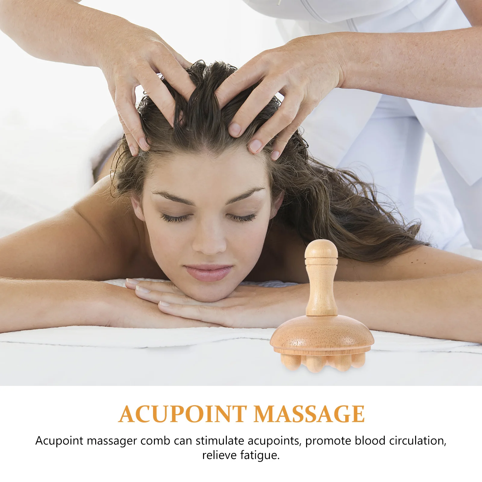 

1pcs Massage Comb Head Scalp Gua Sha Tool For Neck Shoulder Back Pain Relief Lightweight Portable Wooden Hair Care Wide Tooth