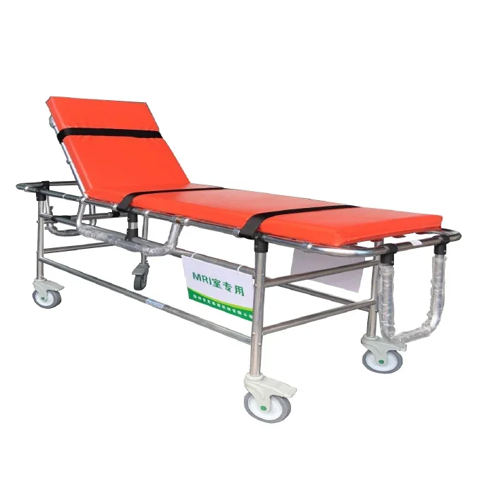

Hospital MRI use patient transfer emergency aluminum Non-magnetic Transfer Trolley