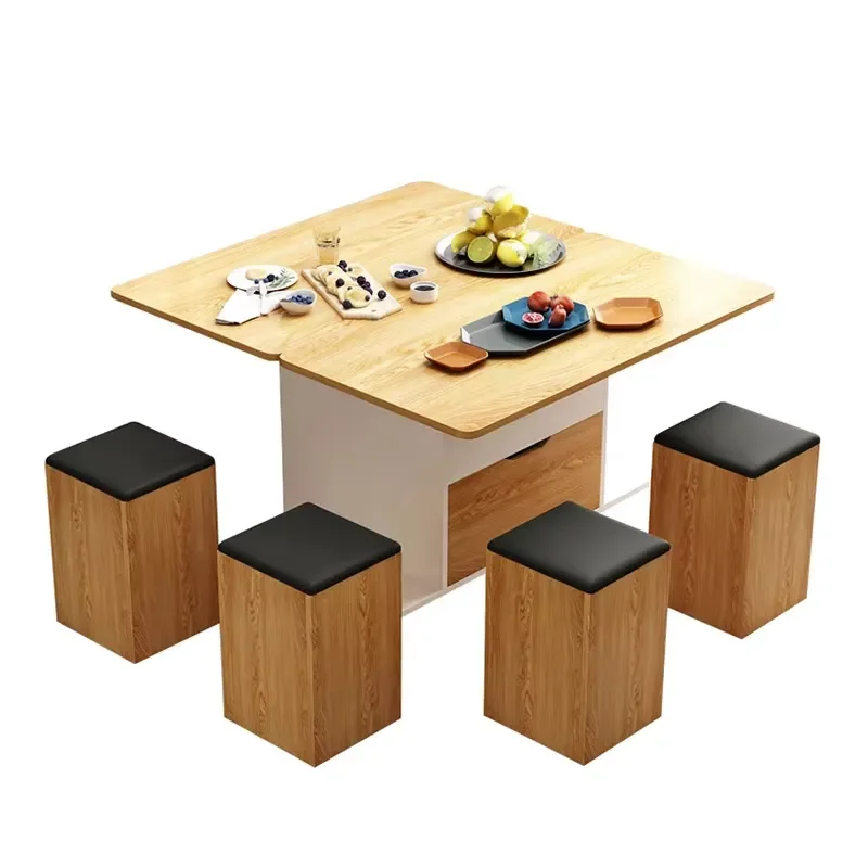 Simple Modern Multifunctional Folding Coffee Table for Small Apartments Adjustable Dining Table Two-in-One Integrated Rock
