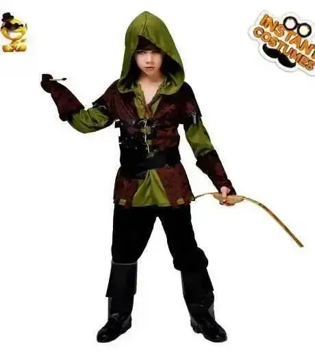 Boys Snailify Kids Archer Costume Hunter Costume Robin Hood Cosplay For Halloween Purim Carnival Party Outfits view 2