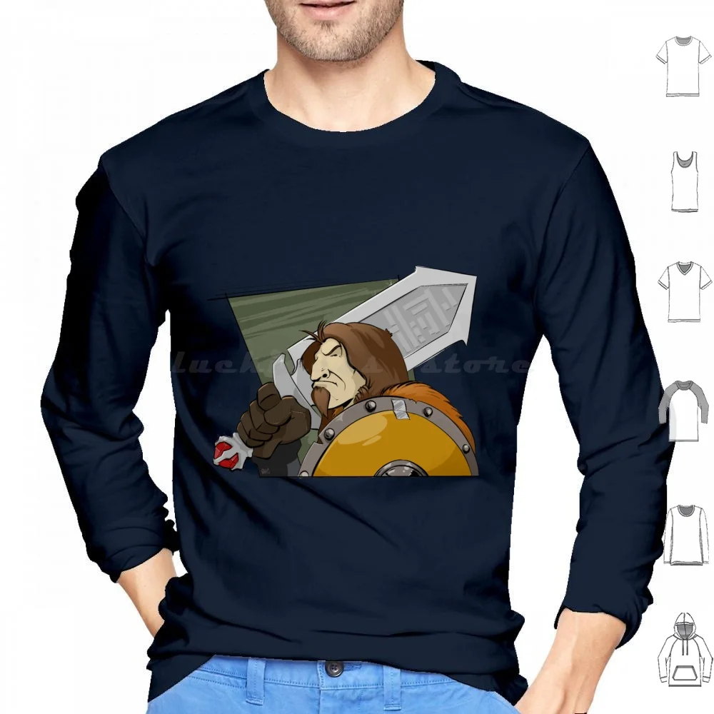 Fighter Hoodies Long Sleeve Wulfwear Cartoon Fantasy Dnd Rpgs