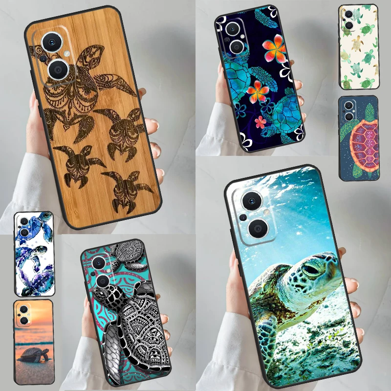 Swimming Freshwater Sea Turtles Funda For OPPO Reno 11 F 10 Pro 4 5 6 7 8 Lite 4Z 5Z 8T OPPO Find X6 X5 Pro X2 X3 Neo Case