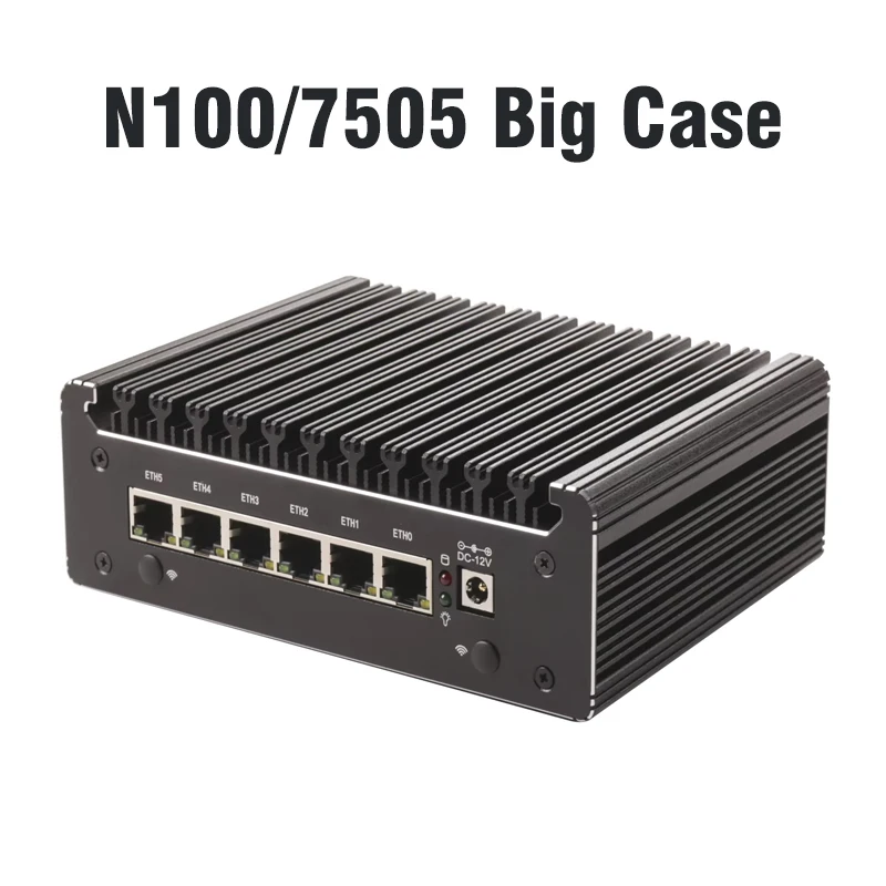 방화벽 라우터 팬리스 미니 PC, 6Lan 12 세대 인텔 N100 i226-V 2.5G, DDR4 NVMe 1 * COM C타입 pfSense OPNsense ESXi 미니 컴퓨터