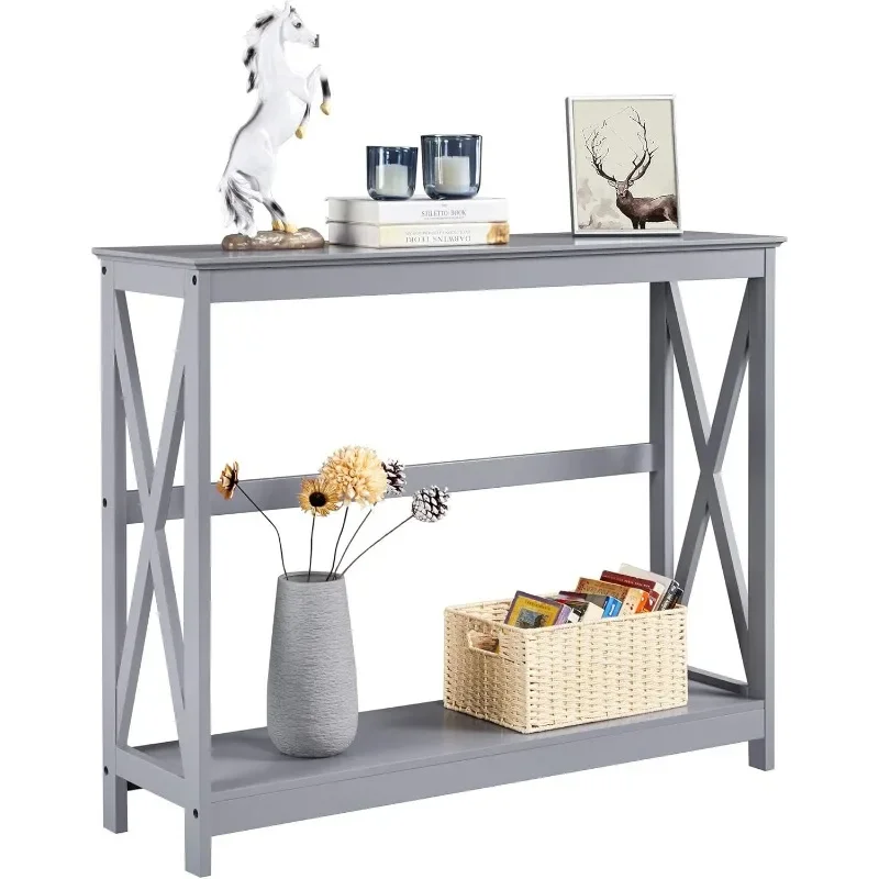 

Console Table for Entryway, 2 Tier Narrow Sofa Table Bookshelf Accent Table W/Storage Shelf, Living Room Entry Hall Foyer