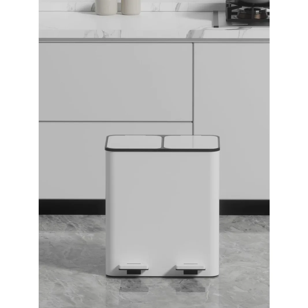 Garbage Sorting Recycling Dry Wet Separation Trash Can Household Kitchen Double Bucket Stainless Steel Pedal with Lid