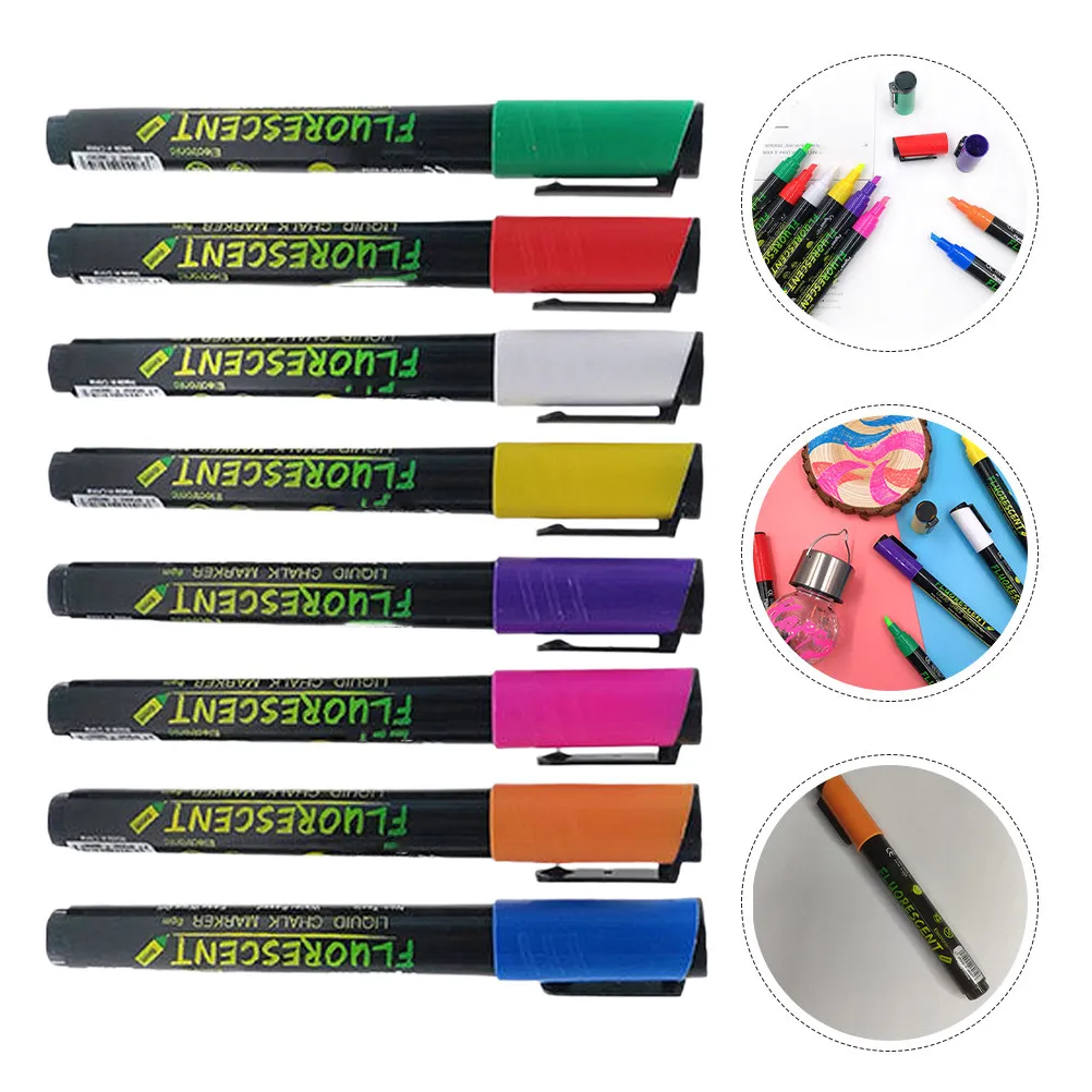 

8Pcs Liquid Chalk Markers Neon Fluorescent Erasable Chalkboard Markers for Glass Windows Blackboard DIY Craft Writing Drawing