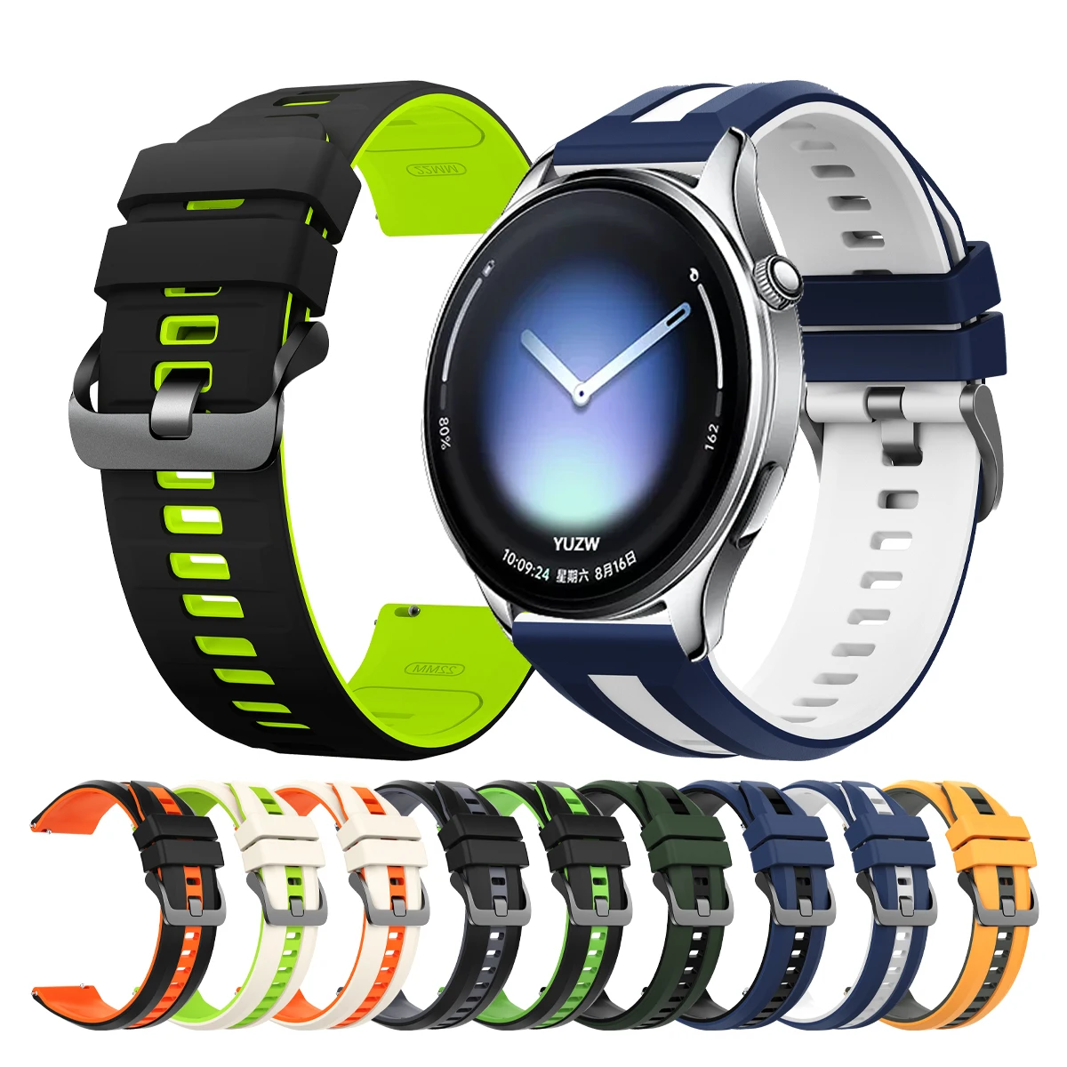 Pulseira de Borracha de 22mm para Xiaomi Watch S4 S3 S2 S1 Pro Color 2/Mi Watch 5/2 Pro, Pulseira para HUAWEI Watch GT6 5 Pro/Buds