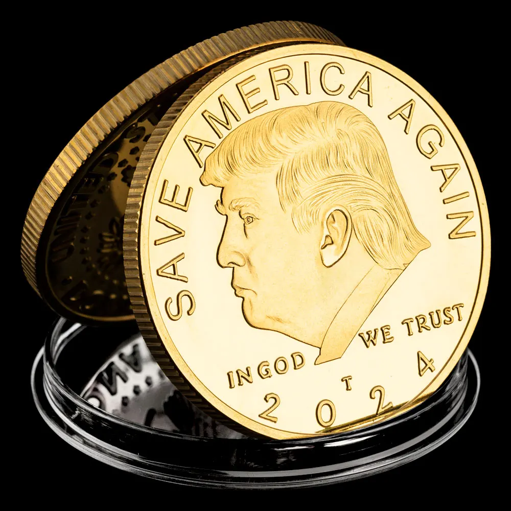 President of America Donald Trump 2024 Souvenir Coin Save America Again Trump Supporters Souvenirs Coins Gift