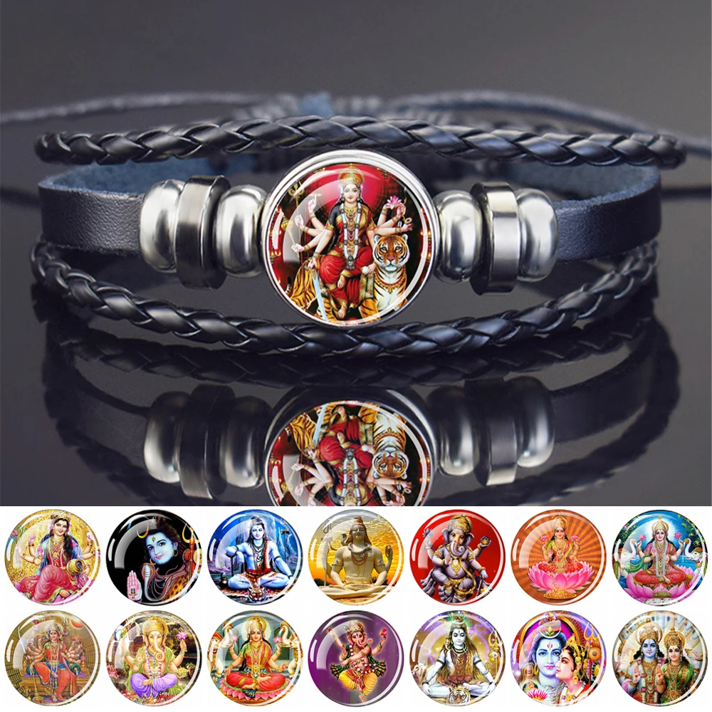 Hinduism God Bracelets Ganesha Vishnu Shiva Amulet Bracelet for Men Women Goddess of Kashmi Wealth Bangle India Buddhism Jewelry