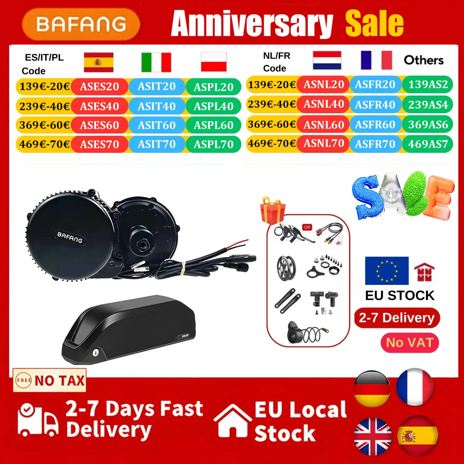 Bafang 36V Mid Drive Motor Kit 500W 350W 250W Central Engine BBS02B BBS02 BBS01B Electric Bicycle Conversion Kit For EBike