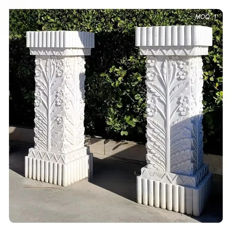 Column Square Base Pure White Marble Bracket Base
