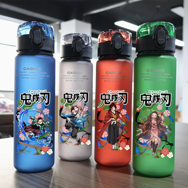 Anime Demon Slayer Trinkflasche aus Kunststoff, 560 ml, Kamado Tanjirou Gourde, Kamado Nezuko Wasserbecher, Geburtstagsgeschenk