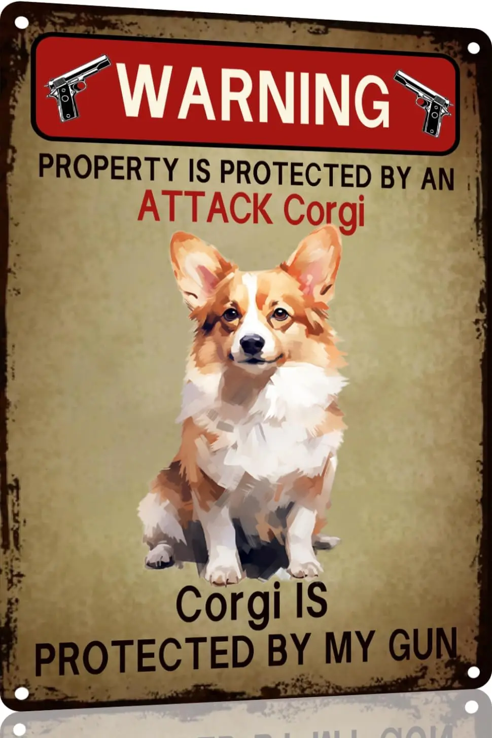 Corgi Vintage Funny Dog Metal Sign,  , Aluminum, Wall Mount, Dog Lovers Gift