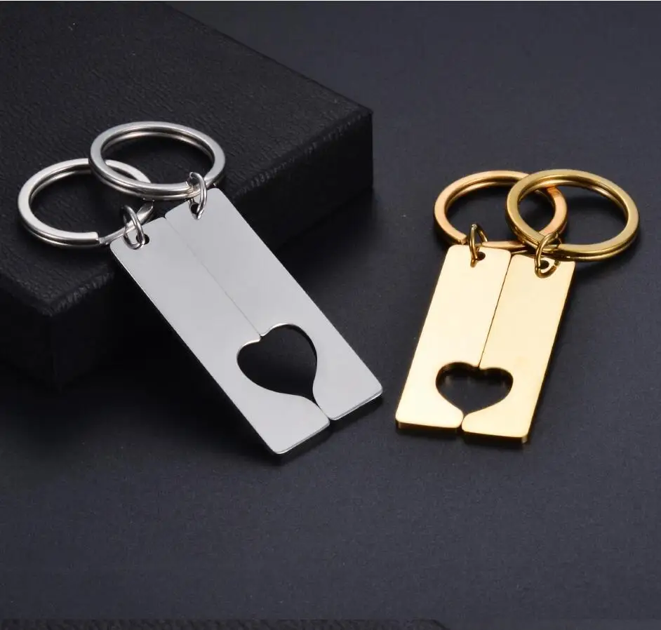 Blank Edelstahl Liebe Herz Bar Schlüsselbund für Männer Frauen ID Tag Schlüssel Kette Ring Mode Schmuck Paare Geschenk Dropshipping – Detail 4