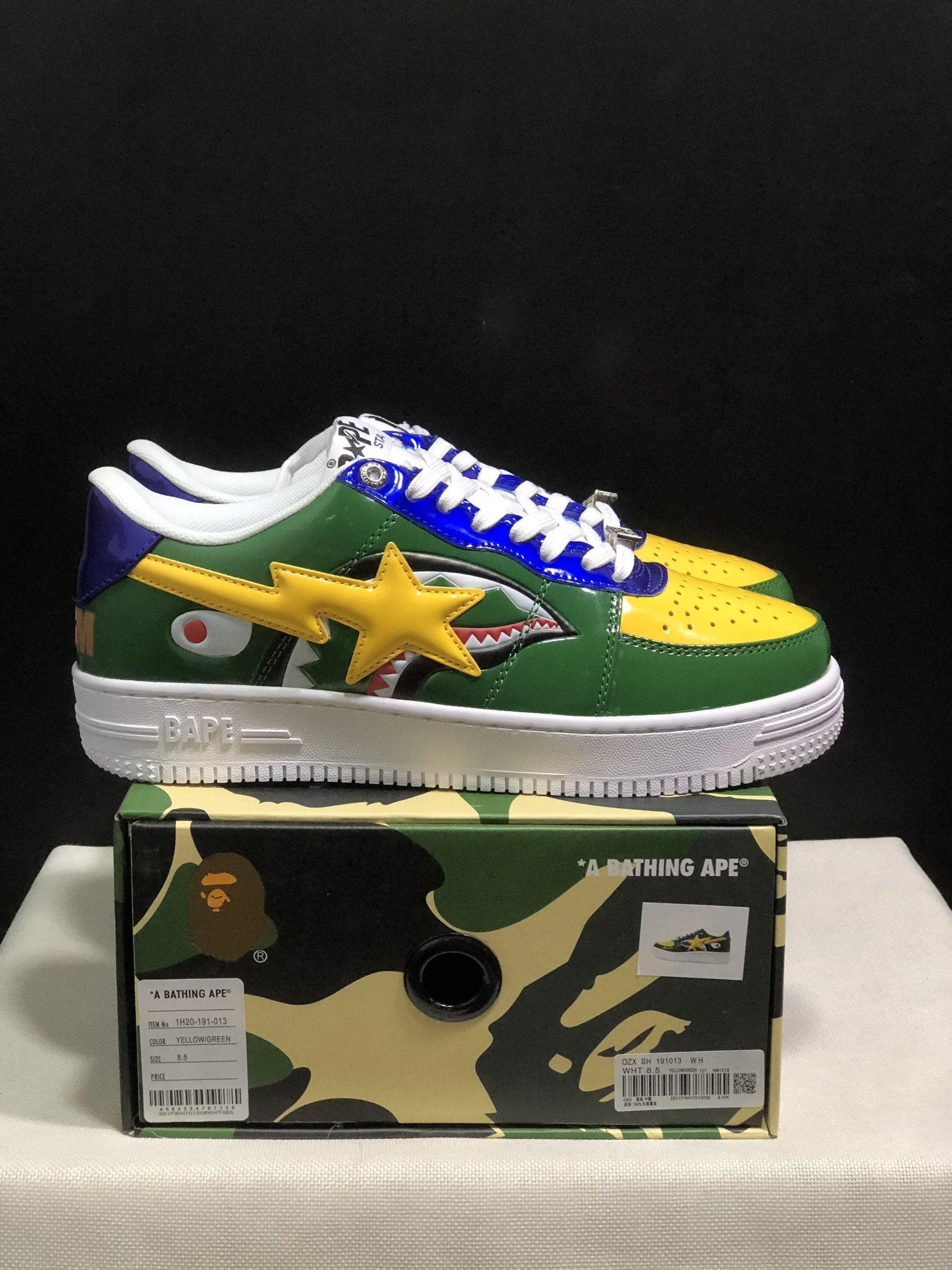 Original Bape Sta Men Women None-Slip Skateboarding Shoes Shark Teeth Casual Bapesta Athletic Walking Sneakers Eur36-Eur46