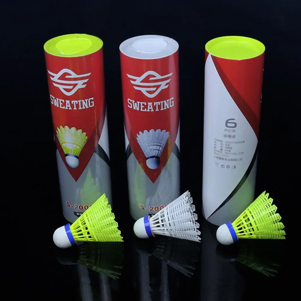 

6Pcs Durable Training Shuttlecock Badminton Enhanced Stability Elasticity Nylon Balls for Beginners Fitness Exercise Yellow