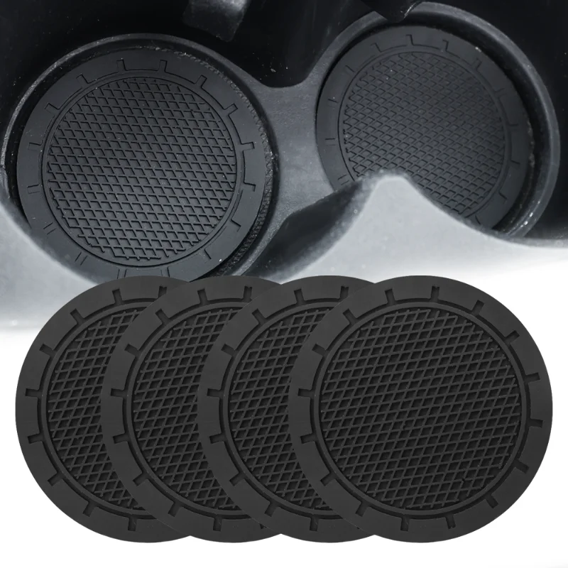 2/1pcs Non-slip Car Water Cup Pads Black Rubber Mat for Bottle Holder Coaster Heat Insulation Auto Interior Anti-skid Cup Mats