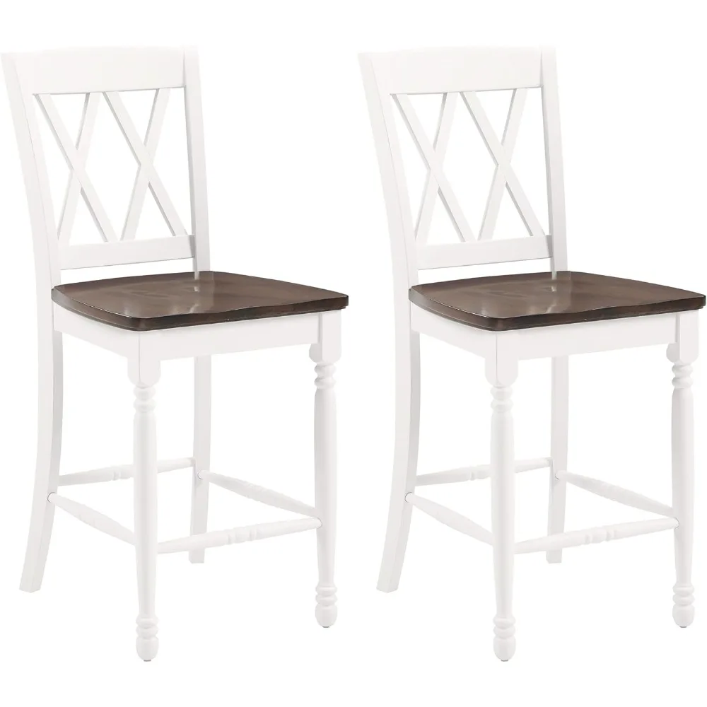 Wood X Back Counter Height Bar Stools Set of 2