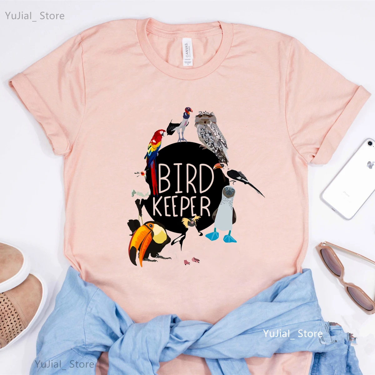 

Bird Keeper Club Graphic Print Pink T Shirt Girls Toucan/Cockatie/ Parrot Tshirt Women Summer Fashion T-Shirt Female Streetwear