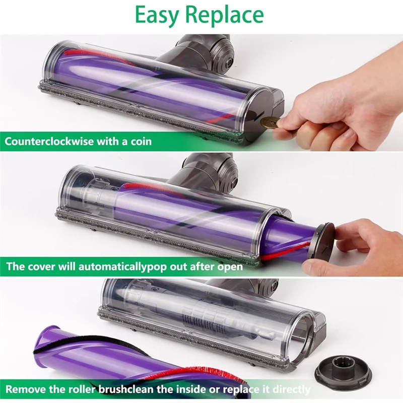 BAAO-Quick-Release เปลี่ยนหัวทําความสะอาดและชุดแปรงลูกกลิ้งสําหรับ Dyson V8,V10,V11,V15,SV10,SV12,SV14 สูญญากาศสิ่งที่แนบมา