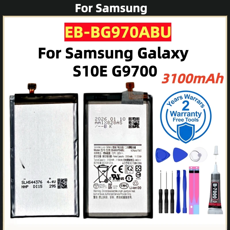

High quality EB-BG970ABU 3100mAh Battery For Samsung GALAXY S10E G9700 Repair Part Capacity Phone Bateria+Tools
