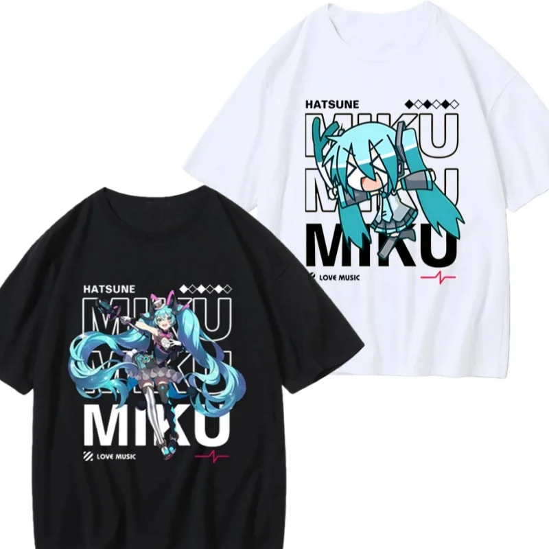 The Latest Virtual Idol Hatsune Miku Short Sleeve Family Matching Loose Soft T-shirt Kids Casual Fashion Top Wear