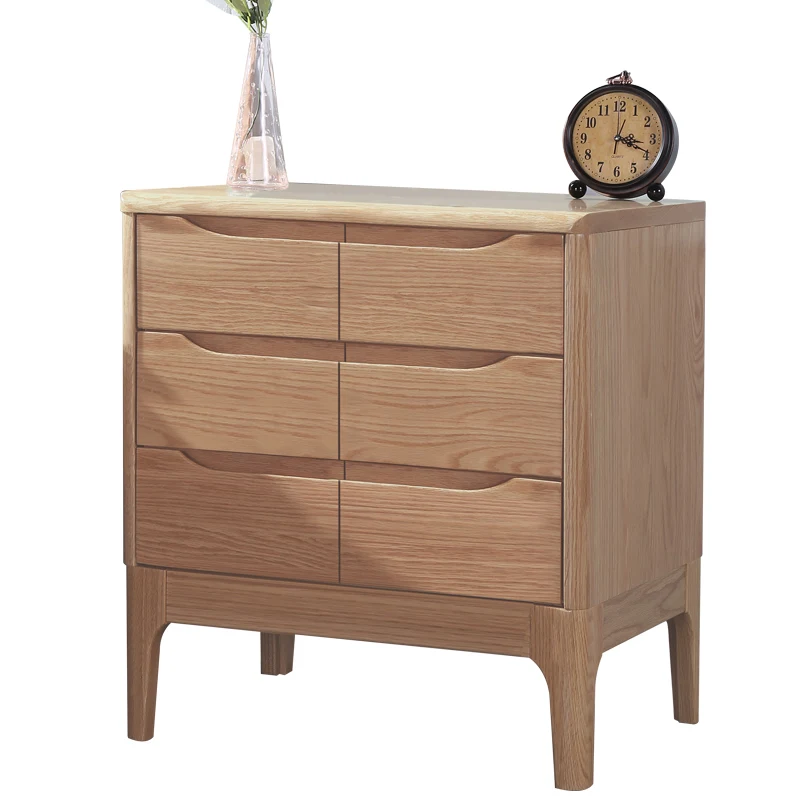 80-70-60-50cm Solid Wood Oak Bedside Cabinet Large Size Bedside Table