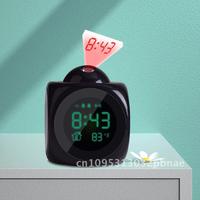 English Voice Time Art Projection Clock Multifunctional Electronic Square Lazy Alarm Clock White Black Modern Minimalist Design