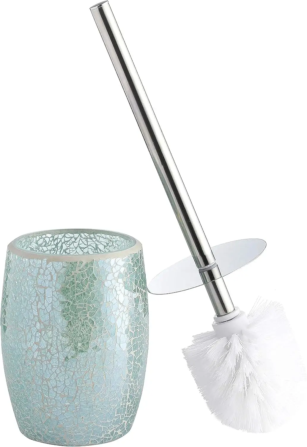 

Turquoise Glass Mosaic Toilet Brush Set, Modern Bathroom Accessory