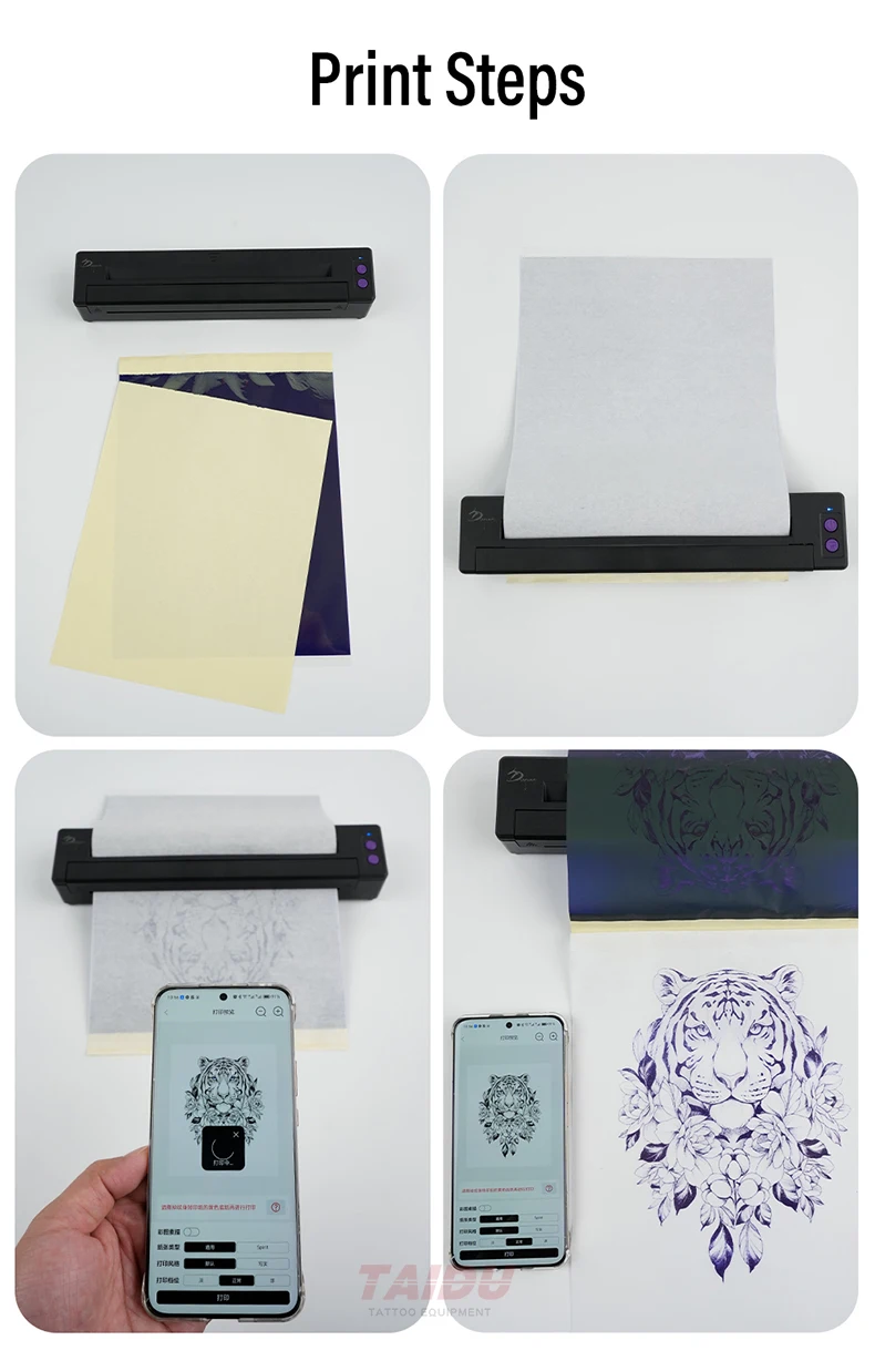 TAIDU P19 Tattoo Printer Portable Thermal Stencil Printer Bluetooth Printing Tattoo Printer Stencil Tattoo Equipment