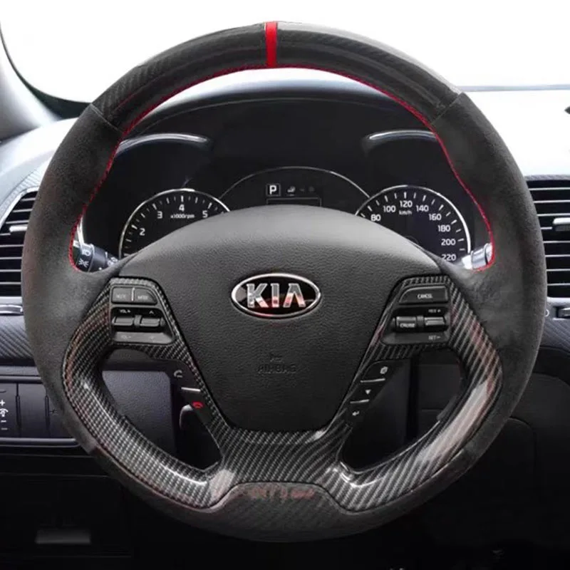 

Для Kia K3 2013 K2 Rio 2015-2016 Ceed Cee 'd 2012-2017 прошитый вручную нескользящий из углеродного волокна и замши