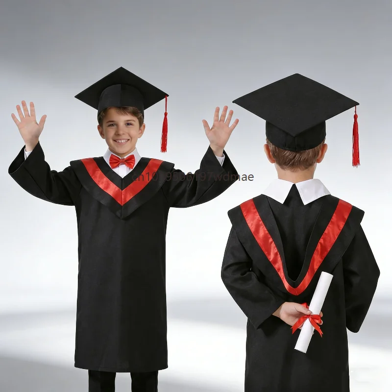 

Enfant Graduation Season Black Uniform Set School Party Fancy Dress Up Jungen Mädchen Preschool Kindergarten Gown Costume