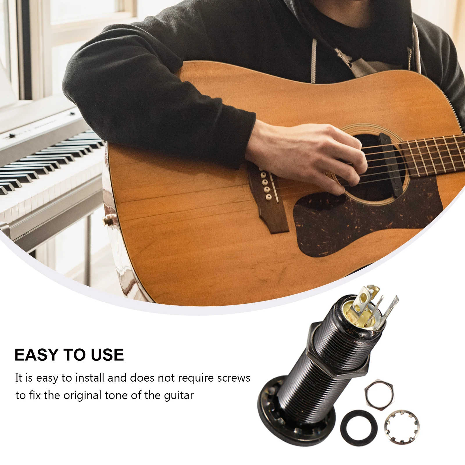 

Electric Guitar Metal Barrel Plug Flush Mount Output for Acoustic Bass End Pin Durable Compact Fit No Screw Easy