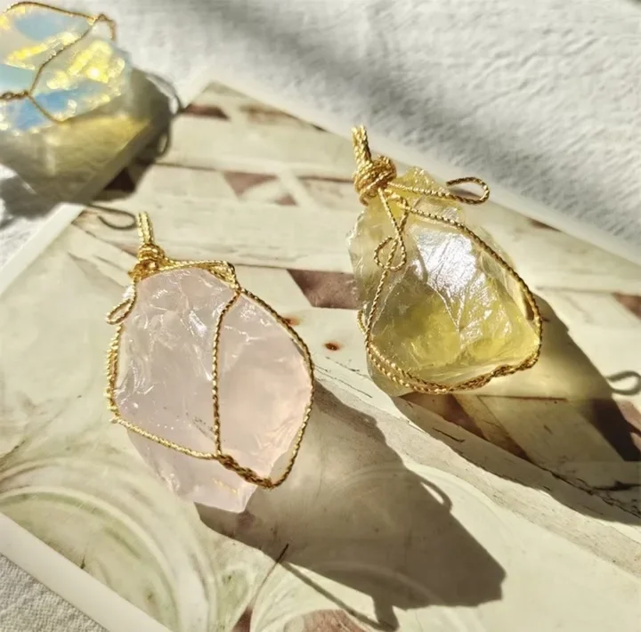 SANSHI Natural Stone Pendant Irregular Rough Quartz Crystal Energy Charms For Jewery Making Earrings Necklace  Accessories Gift