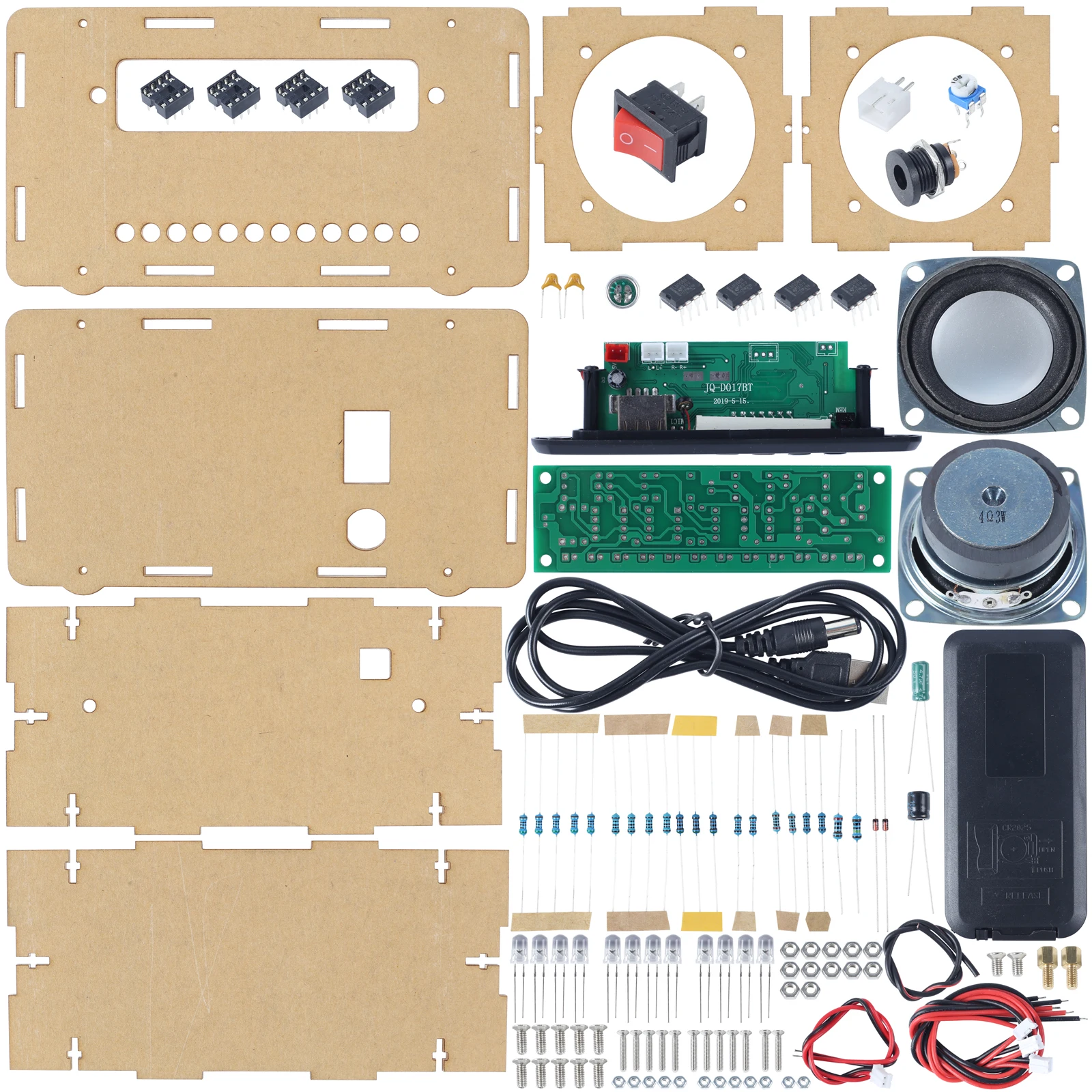 DIY LED Spectrum FM Audio Speaker Electronic Soldering Kit Infrared Remote Control Bluetooth-enabled Devices AUX U-disk TF cards