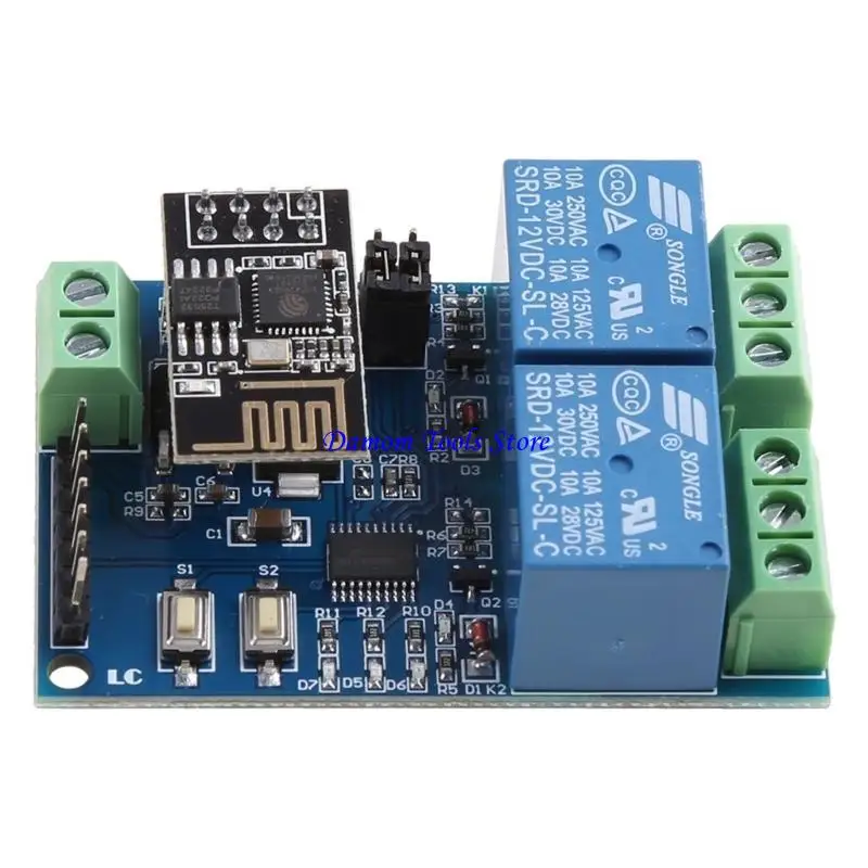 57BE 2 Channel ESP8266 Wireless WIFI Module ESP-01 Development Board AC 12V/1A E-WeLink APP Remote Control