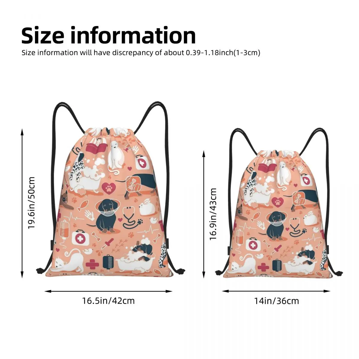 Veterinary Medicine Dachshund Dogs Cats Drawstring Backpack Sports Gym Bag String Sackpack for Cycling