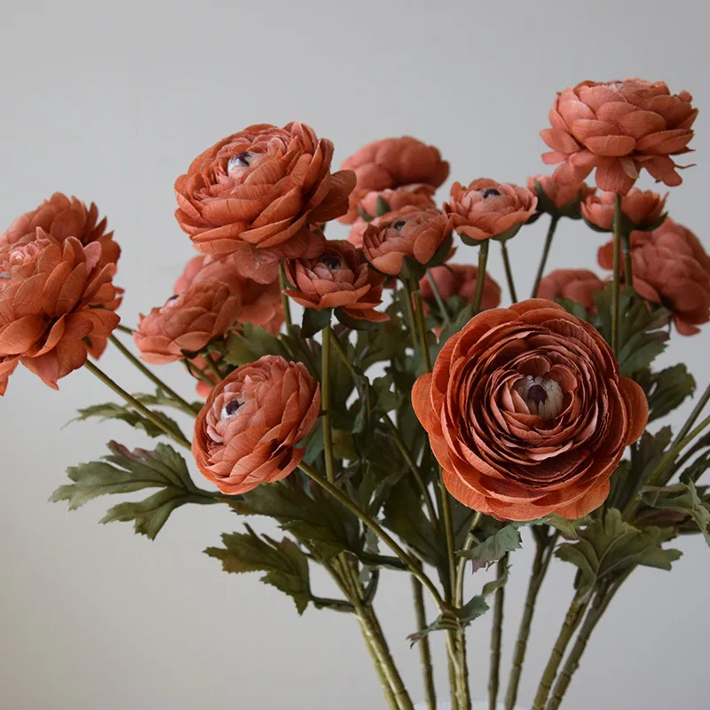 5 Stück Künstliche 3-Köpfige Herbst-Pfingstrosen Seidenblumen DIY Brautstrauß Hochzeitsdekoration Tautropfen-Lotus Heim-Party Tischdekoration Blumenschmuck – Detail 8