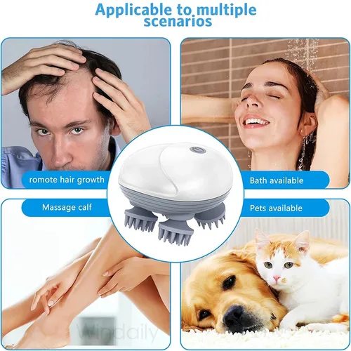 Imagen 2 del producto Masajeador eléctrico de cabeza para cuero cabelludo, dispositivo vibratorio para amasar, cuidado de la salud, hombro, cuello, pierna, brazo, masaje de tejido profundo, masajeador para mascotas y gatos