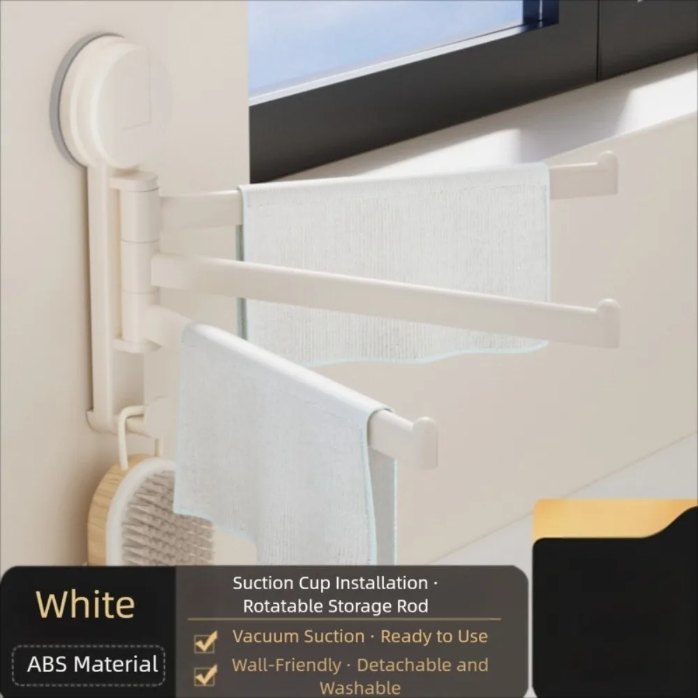 

No Need To Drill Suction Cup Rotating Towel Rack Towel Holder Rotatable Multi-bar Folding Rack Towel Hanger Wall Mounted